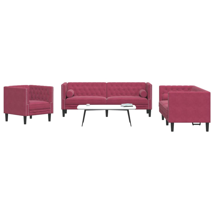 Soffgrupp Chesterfield 2 Delar Bolsterkuddar Sammet