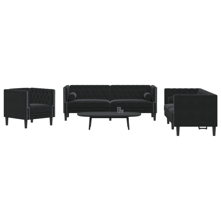 Soffgrupp Chesterfield 2 Delar Bolsterkuddar Sammet