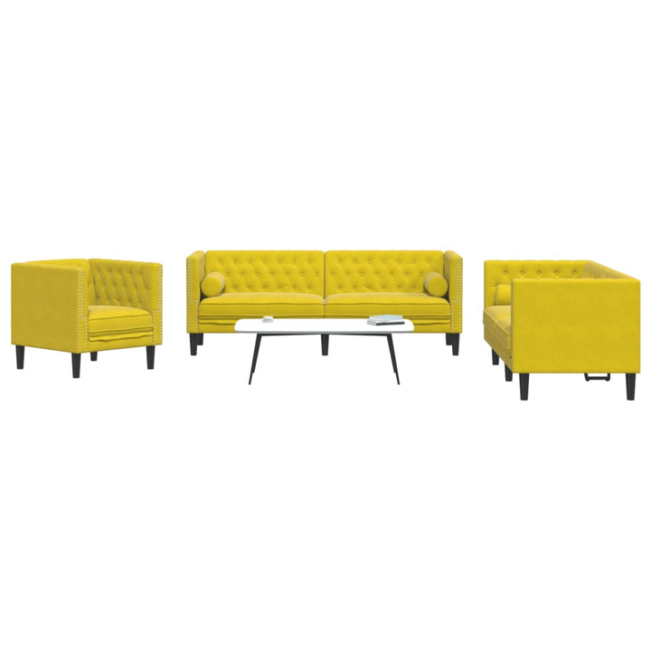 Soffgrupp Chesterfield 2 Delar Bolsterkuddar Sammet