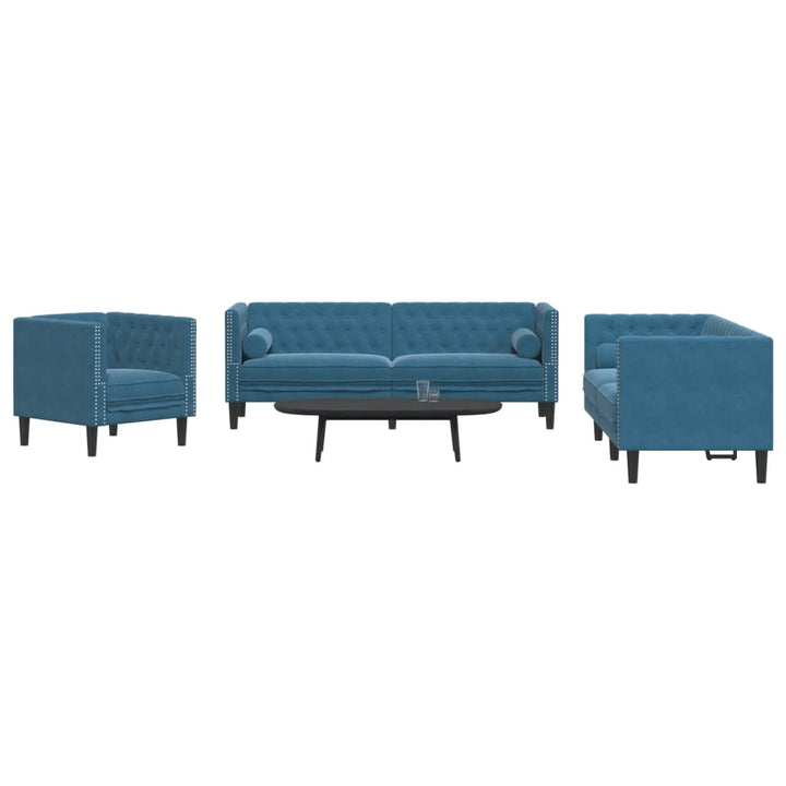 Soffgrupp Chesterfield 2 Delar Bolsterkuddar Sammet