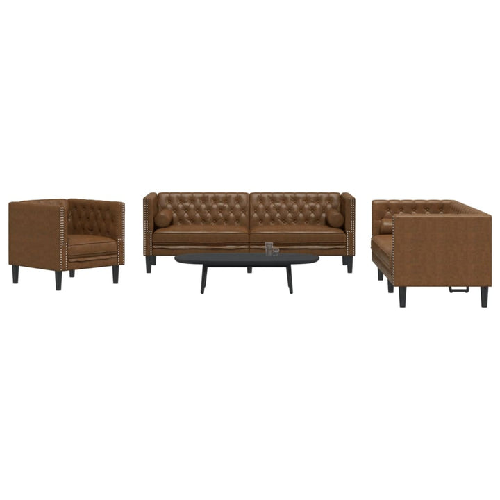 Soffgrupp Chesterfield 2 Delar Bolsterkuddar Sammet
