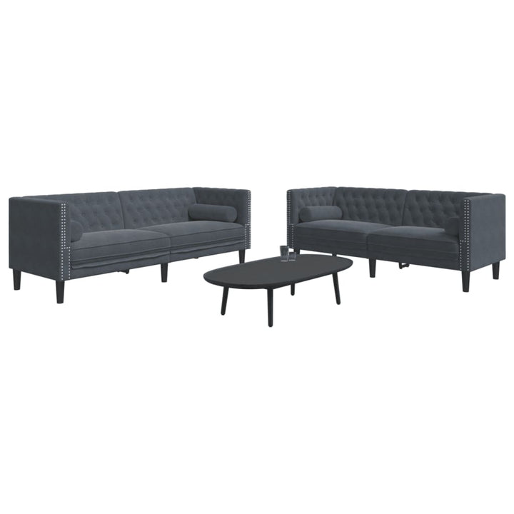 Soffgrupp Chesterfield 2 Delar Bolsterkuddar Sammet