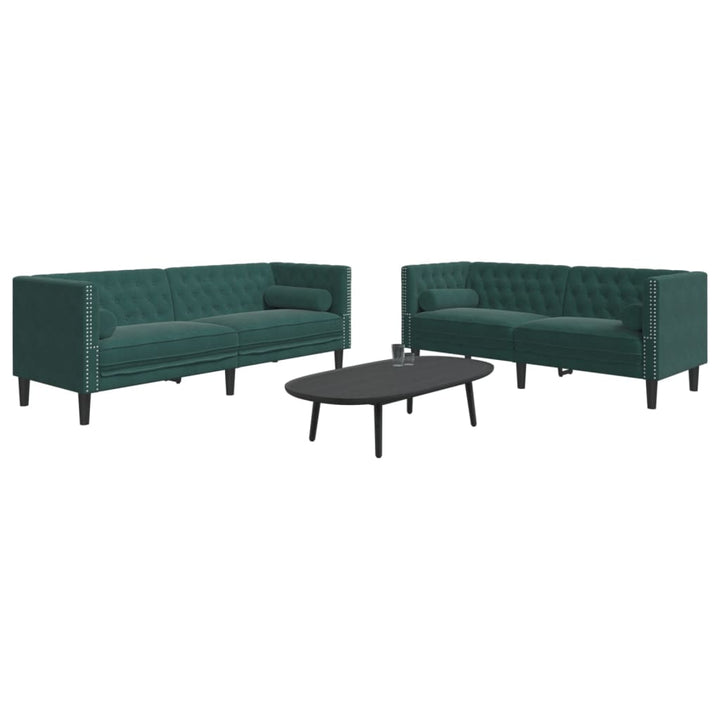 Soffgrupp Chesterfield 2 Delar Bolsterkuddar Sammet