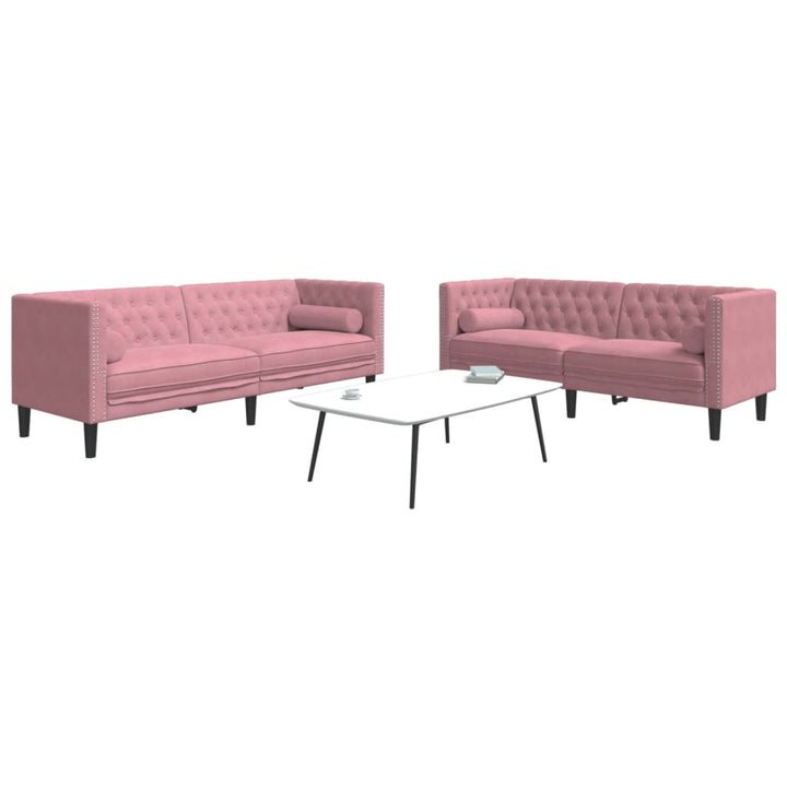 Soffgrupp Chesterfield 2 Delar Bolsterkuddar Sammet