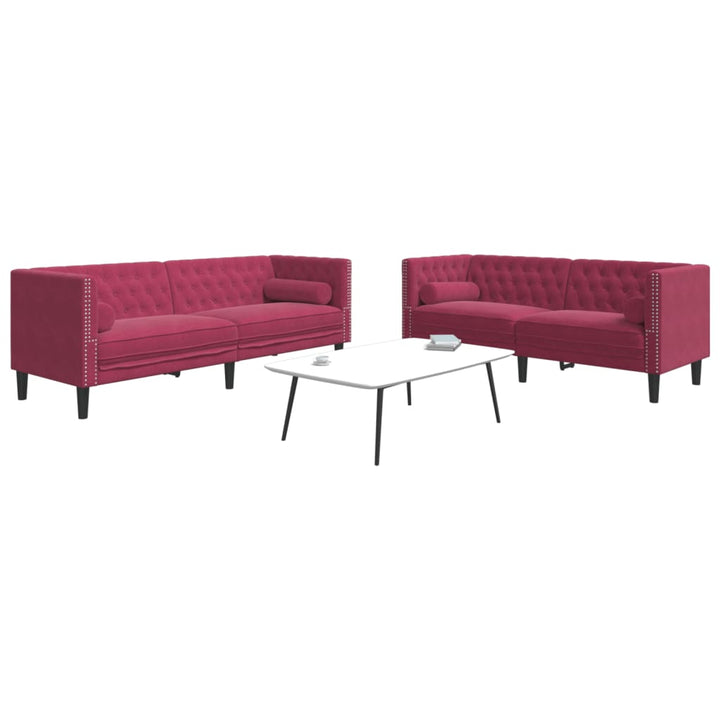 Soffgrupp Chesterfield 2 Delar Bolsterkuddar Sammet