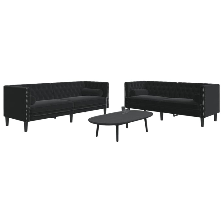 Soffgrupp Chesterfield 2 Delar Bolsterkuddar Sammet