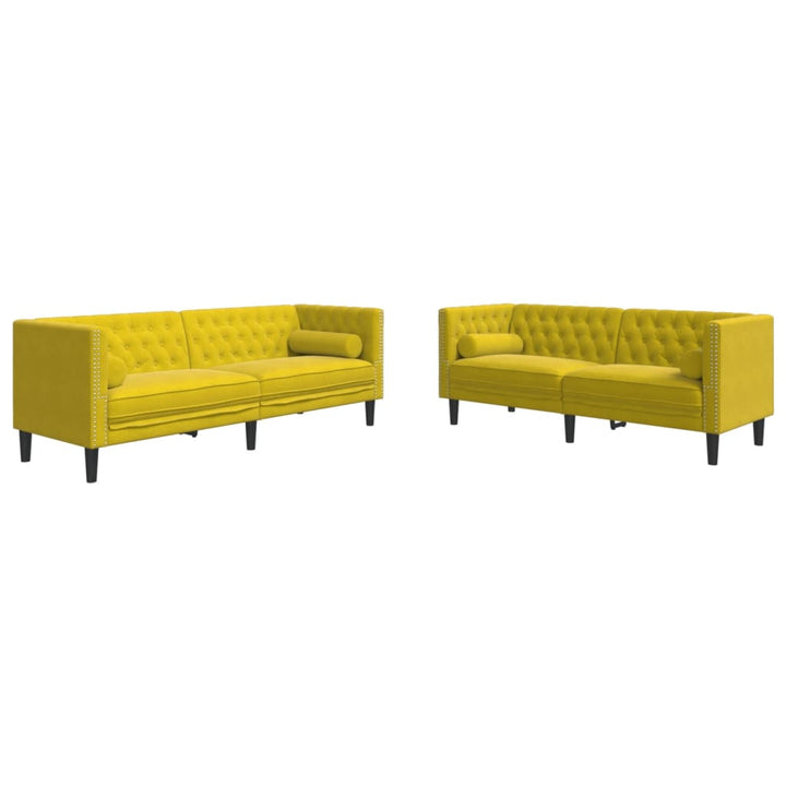 Soffgrupp Chesterfield 2 Delar Bolsterkuddar Sammet