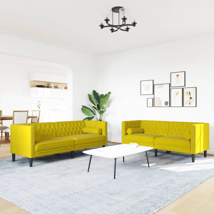 Soffgrupp Chesterfield 2 Delar Bolsterkuddar Sammet