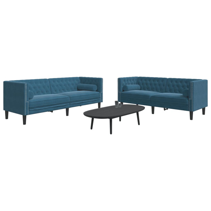 Soffgrupp Chesterfield 2 Delar Bolsterkuddar Sammet