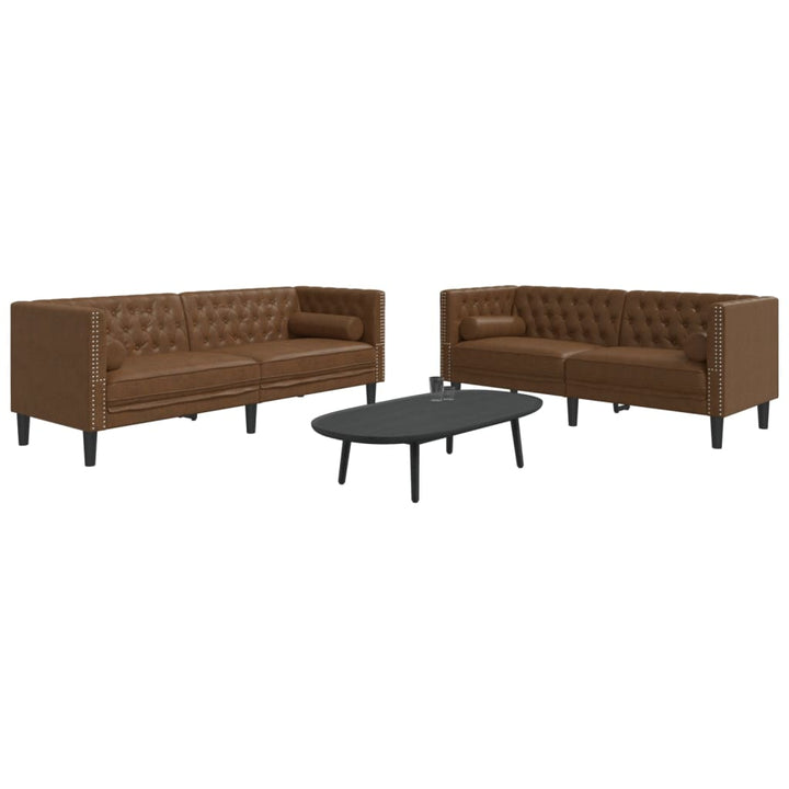 Soffgrupp Chesterfield 2 Delar Bolsterkuddar Sammet