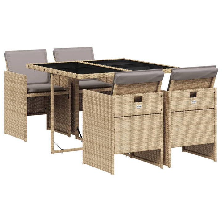 Matgrupp För Trädgården Med Dynor 5 Delar Mixbeige Konstrotting