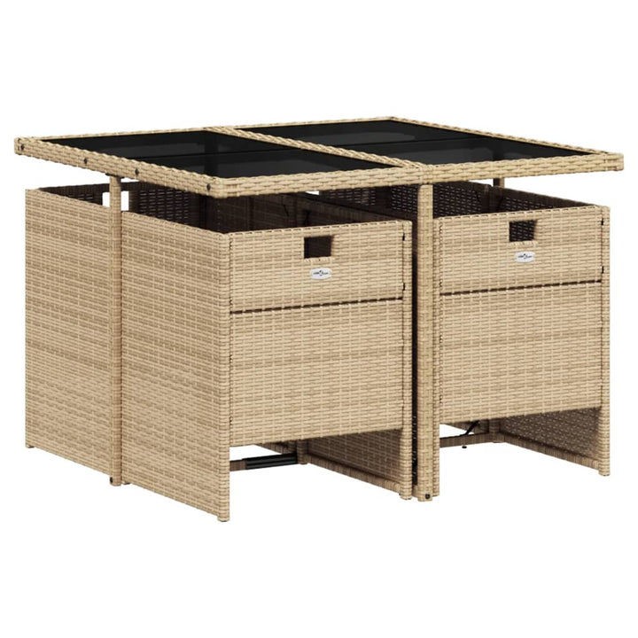 Matgrupp För Trädgården Med Dynor 5 Delar Mixbeige Konstrotting