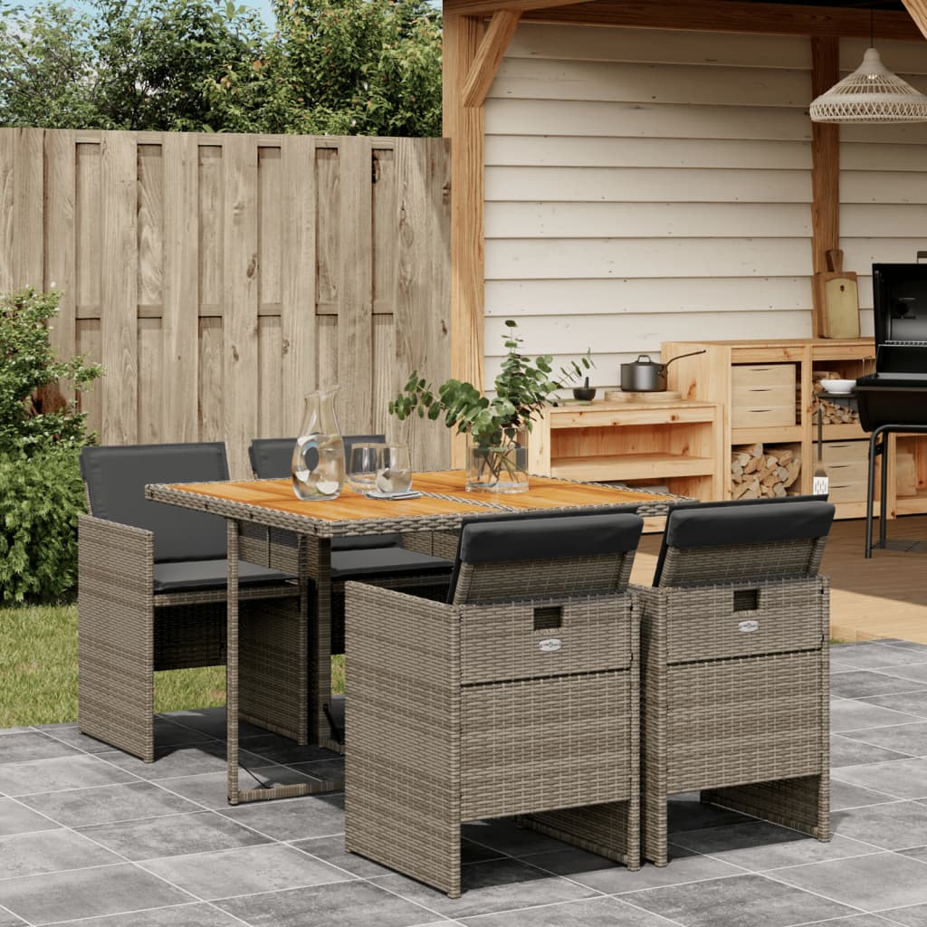 Matgrupp För Trädgården Med Dynor 5 Delar Mixbeige Konstrotting