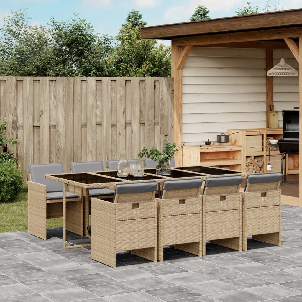 Matgrupp För Trädgården Med Dynor 5 Delar Mixbeige Konstrotting