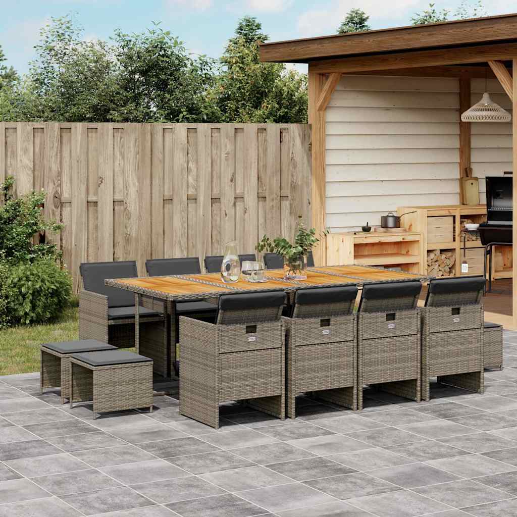 Matgrupp För Trädgården Med Dynor 11Delar Mixbeige Konstrotting
