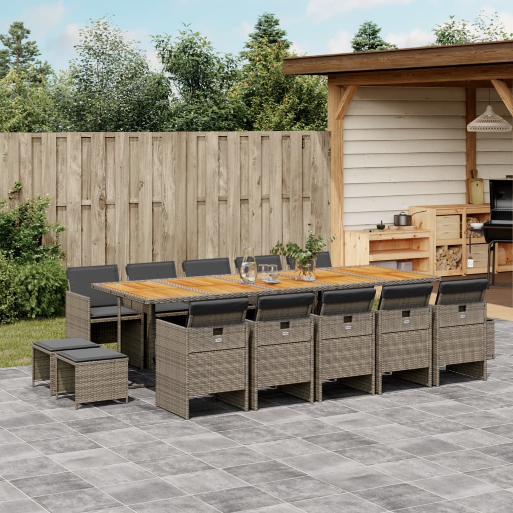 Matgrupp För Trädgården Med Dynor 11Delar Mixbeige Konstrotting