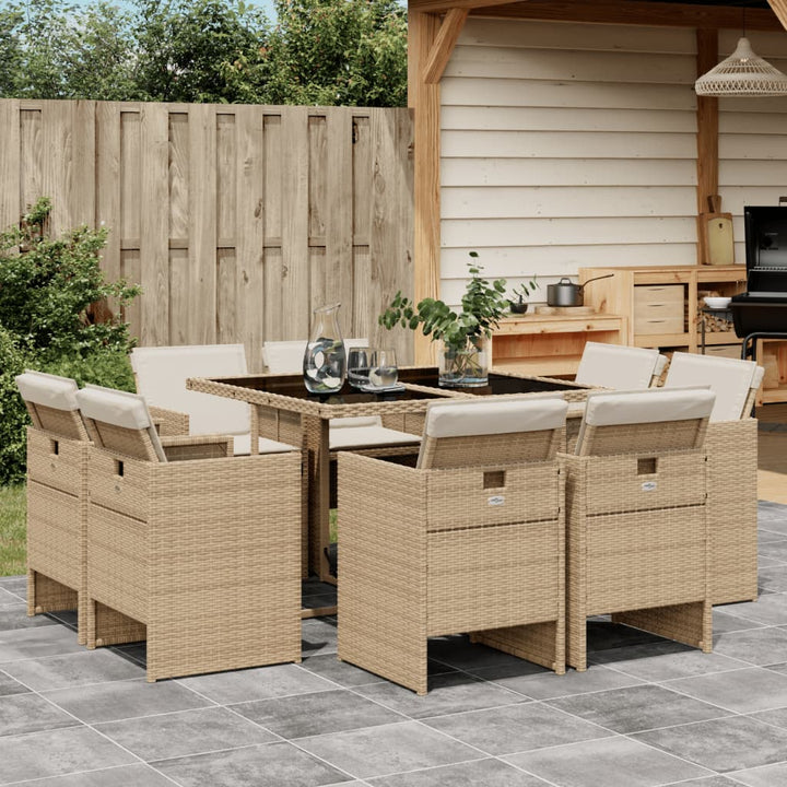 Matgrupp För Trädgården Med Dynor 13 Delar Beige Konstrotting