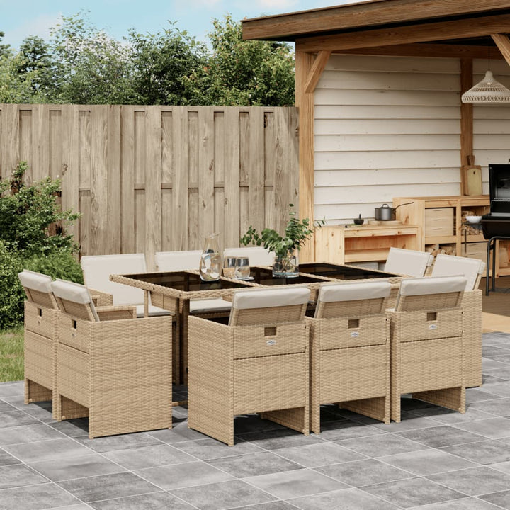 Matgrupp För Trädgården Med Dynor 13 Delar Beige Konstrotting