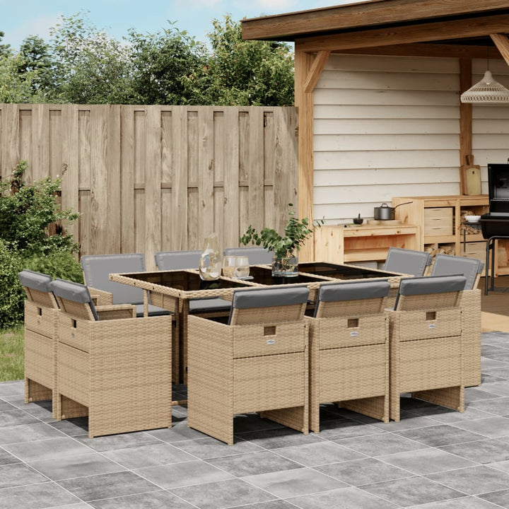 Matgrupp För Trädgården Med Dynor 13 Delar Beige Konstrotting