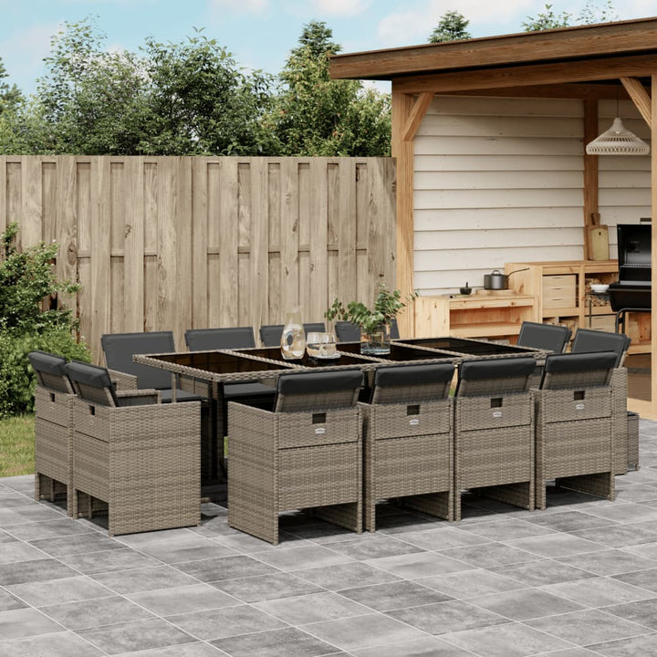 Matgrupp För Trädgården Med Dynor 13 Delar Beige Konstrotting