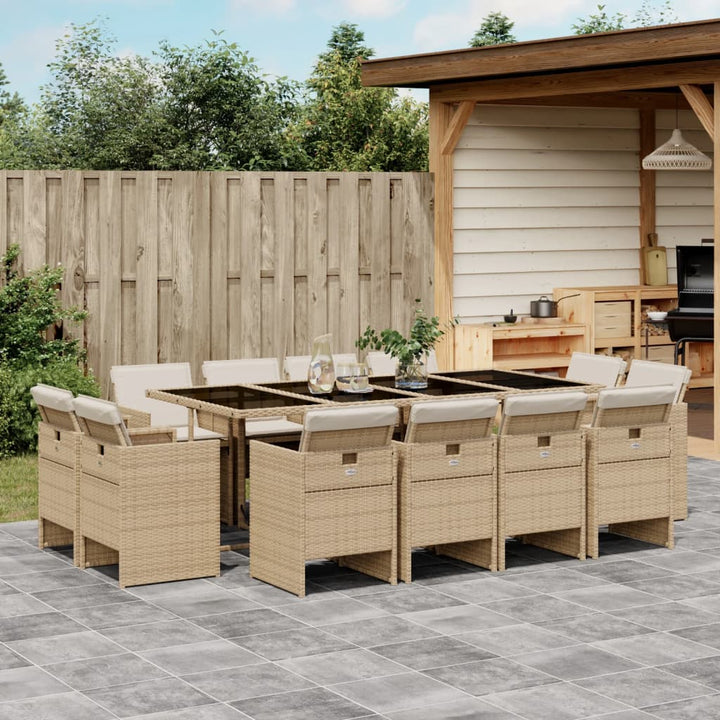 Matgrupp För Trädgården Med Dynor 13 Delar Beige Konstrotting