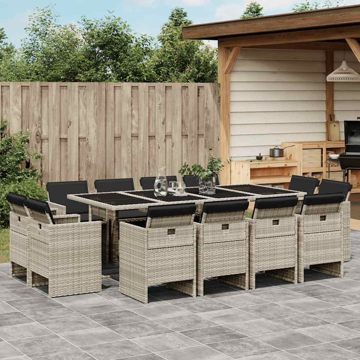 Matgrupp För Trädgården Med Dynor 13 Delar Beige Konstrotting