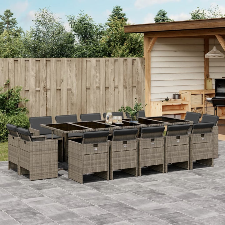 Matgrupp För Trädgården Med Dynor 13 Delar Beige Konstrotting