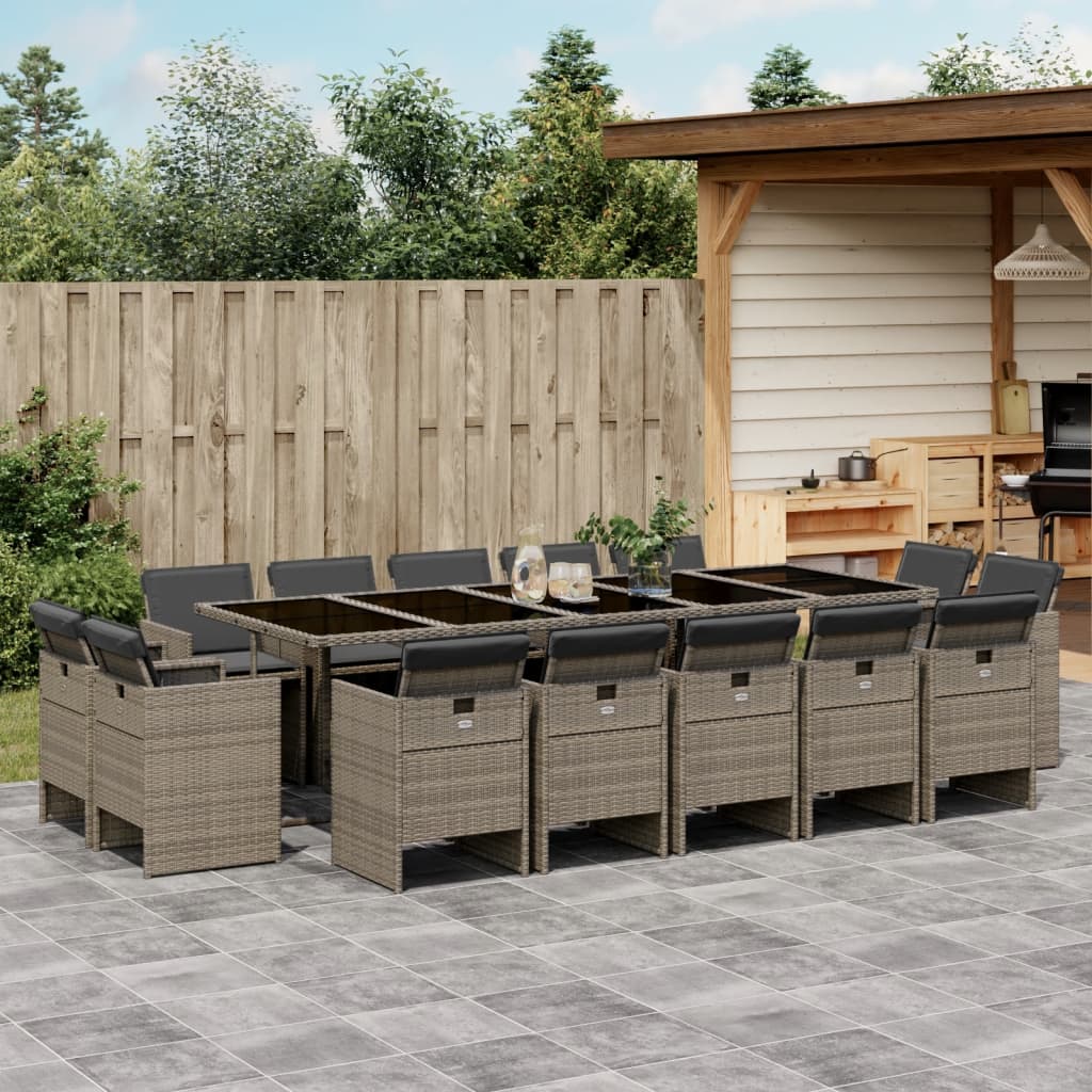 Matgrupp För Trädgården Med Dynor 13 Delar Beige Konstrotting