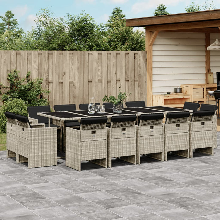 Matgrupp För Trädgården Med Dynor 13 Delar Beige Konstrotting