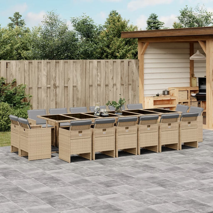 Matgrupp För Trädgården Med Dynor 13 Delar Beige Konstrotting