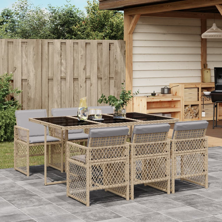 Matgrupp För Dgården Med Dynor 5 Delar Beige Konstrotting