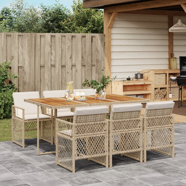 Matgrupp För Dgården Med Dynor 5 Delar Beige Konstrotting