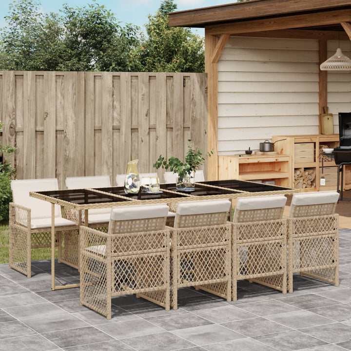 Matgrupp För Dgården Med Dynor 5 Delar Beige Konstrotting