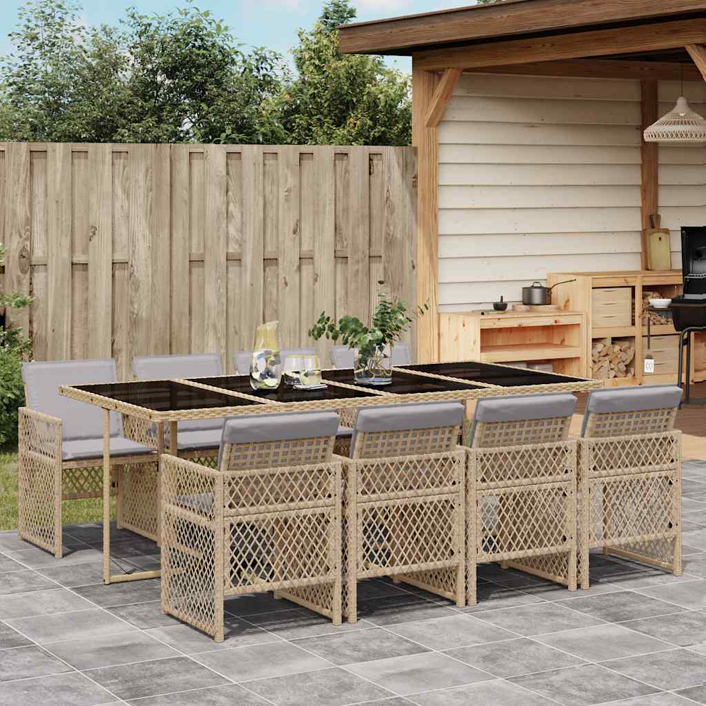 Matgrupp För Dgården Med Dynor 5 Delar Beige Konstrotting