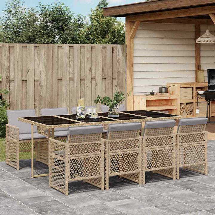Matgrupp För Dgården Med Dynor 5 Delar Beige Konstrotting