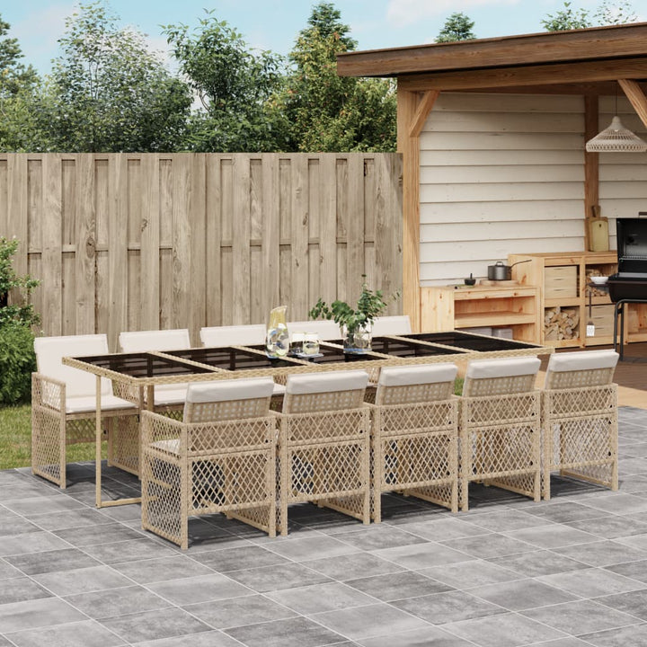 Matgrupp För Dgården Med Dynor 5 Delar Beige Konstrotting