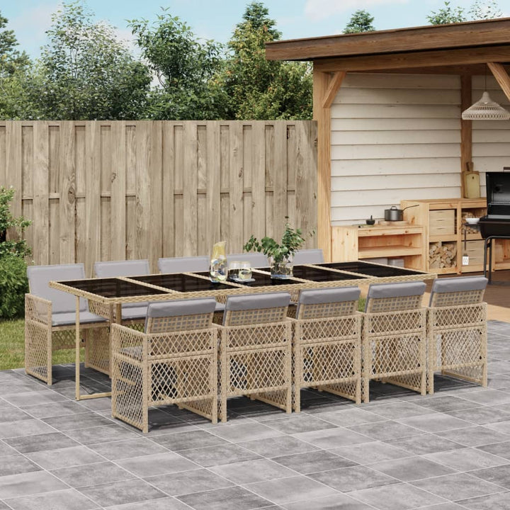 Matgrupp För Dgården Med Dynor 5 Delar Beige Konstrotting