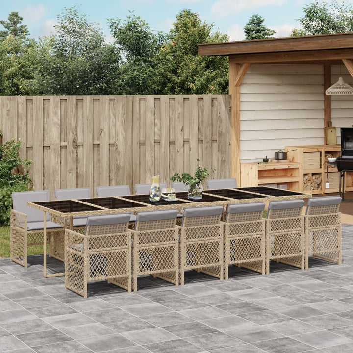 Matgrupp För Dgården Med Dynor 5 Delar Beige Konstrotting