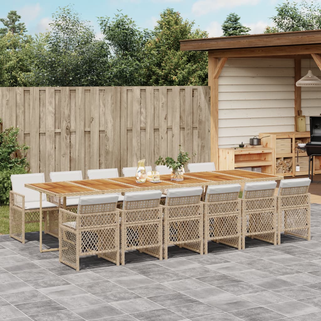 Matgrupp För Dgården Med Dynor 5 Delar Beige Konstrotting