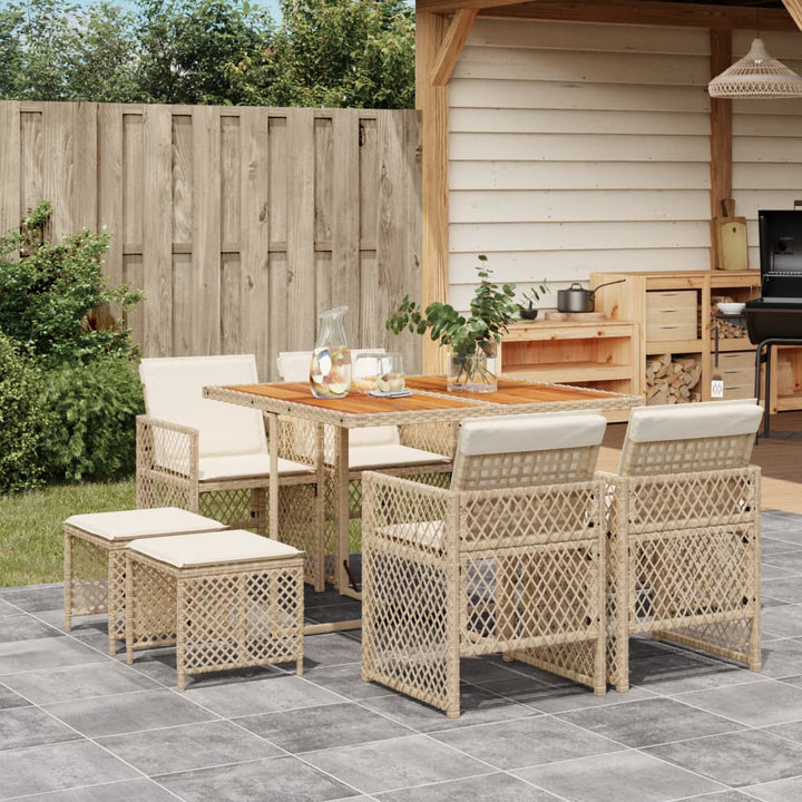 Matgrupp För Dgården Med Dynor 15 Delar Beige Konstrotting