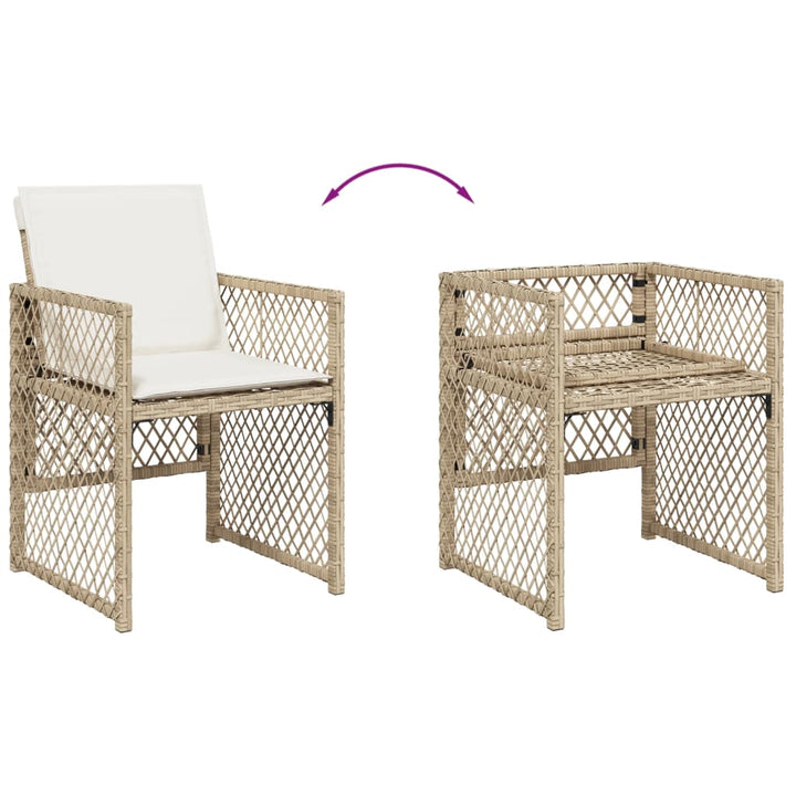 Matgrupp För Dgården Med Dynor 15 Delar Beige Konstrotting