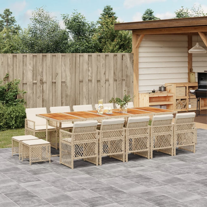 Matgrupp För Dgården Med Dynor 15 Delar Beige Konstrotting