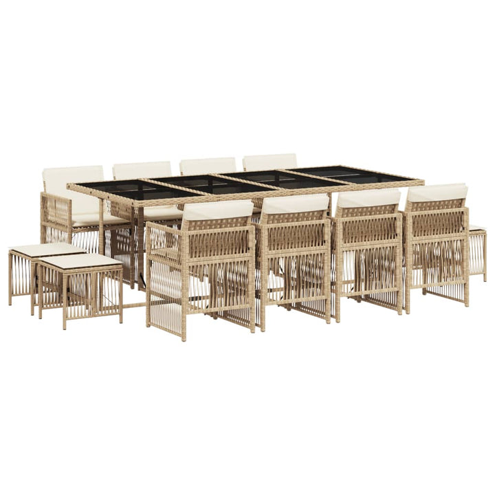 Matgrupp För Trädgården Med Dynor 13 Delar Beige Konstrotting