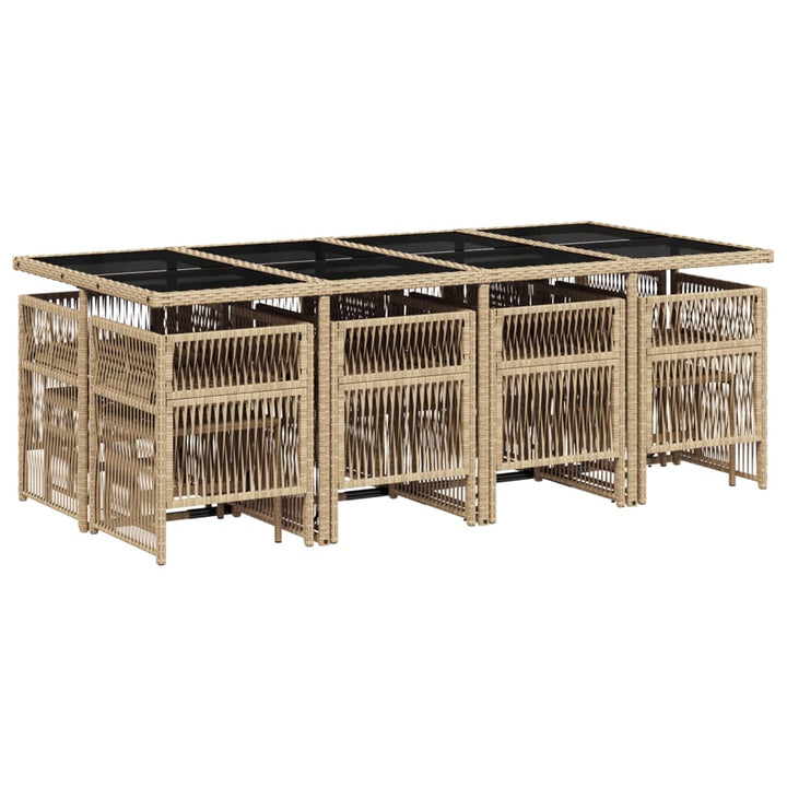 Matgrupp För Trädgården Med Dynor 13 Delar Beige Konstrotting