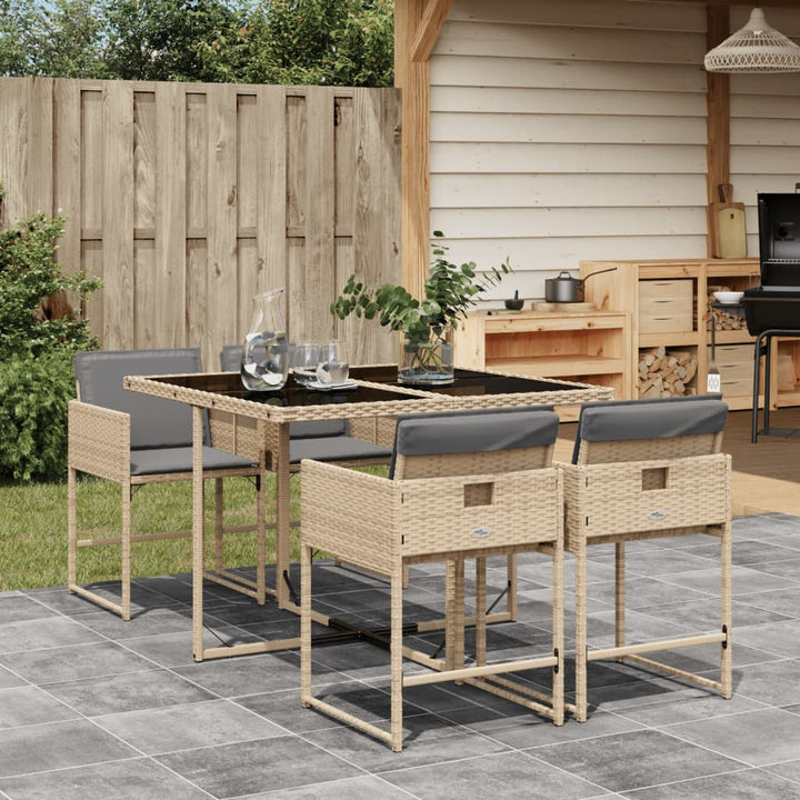 Matgrupp För Trädgården Med Dynor 9 Delar Mixbeige Konstrotting