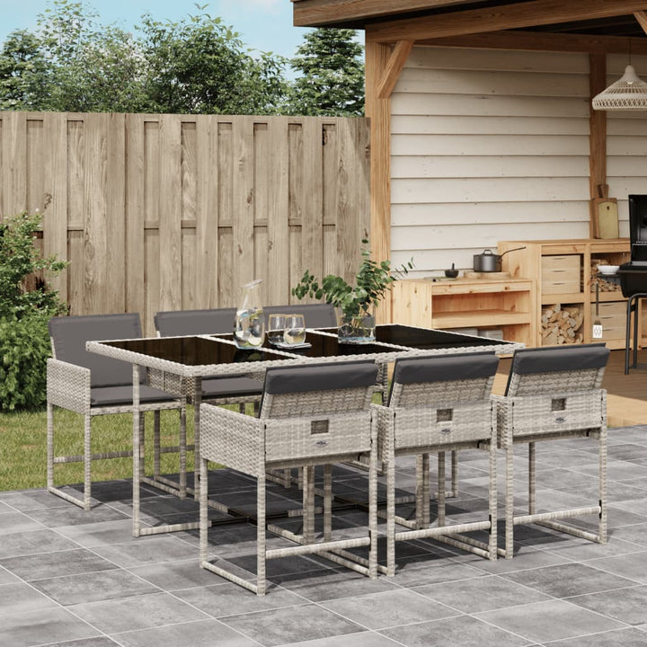 Matgrupp För Trädgården Med Dynor 9 Delar Mixbeige Konstrotting