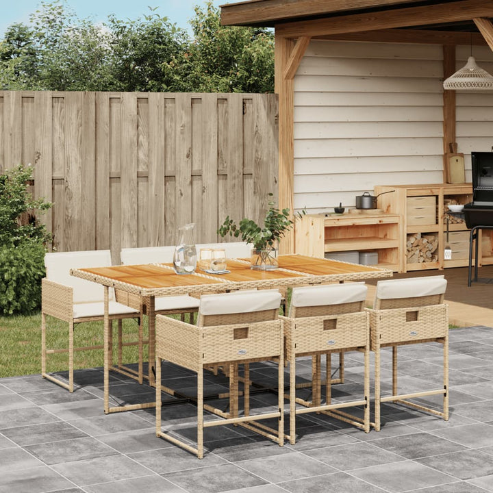 Matgrupp För Trädgården Med Dynor 9 Delar Mixbeige Konstrotting