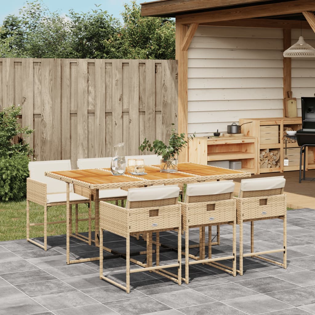 Matgrupp För Trädgården Med Dynor 9 Delar Mixbeige Konstrotting