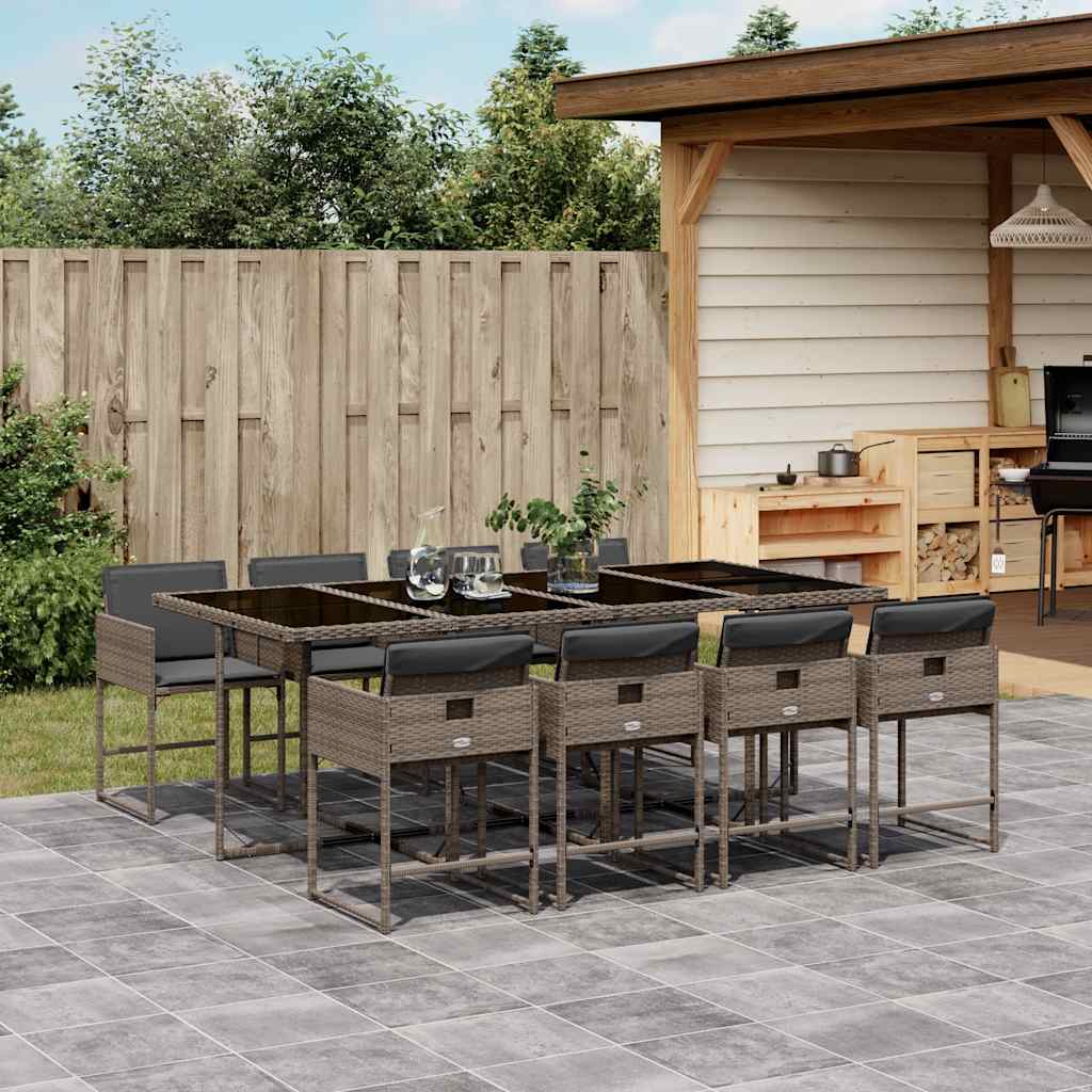 Matgrupp För Trädgården Med Dynor 9 Delar Mixbeige Konstrotting