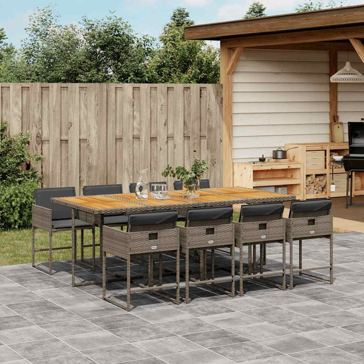 Matgrupp För Trädgården Med Dynor 9 Delar Mixbeige Konstrotting